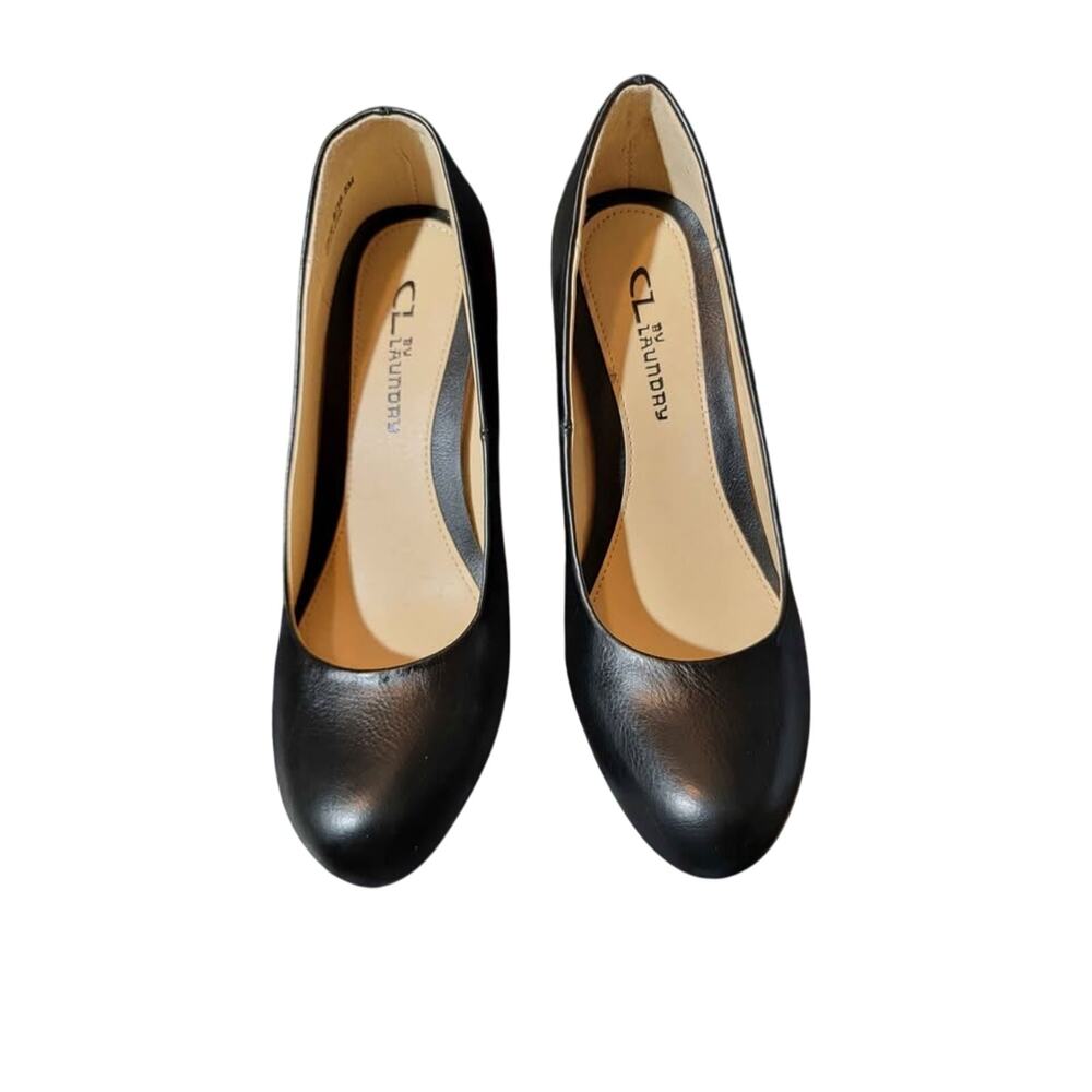 Chinese laundry black leather wedge shoes
